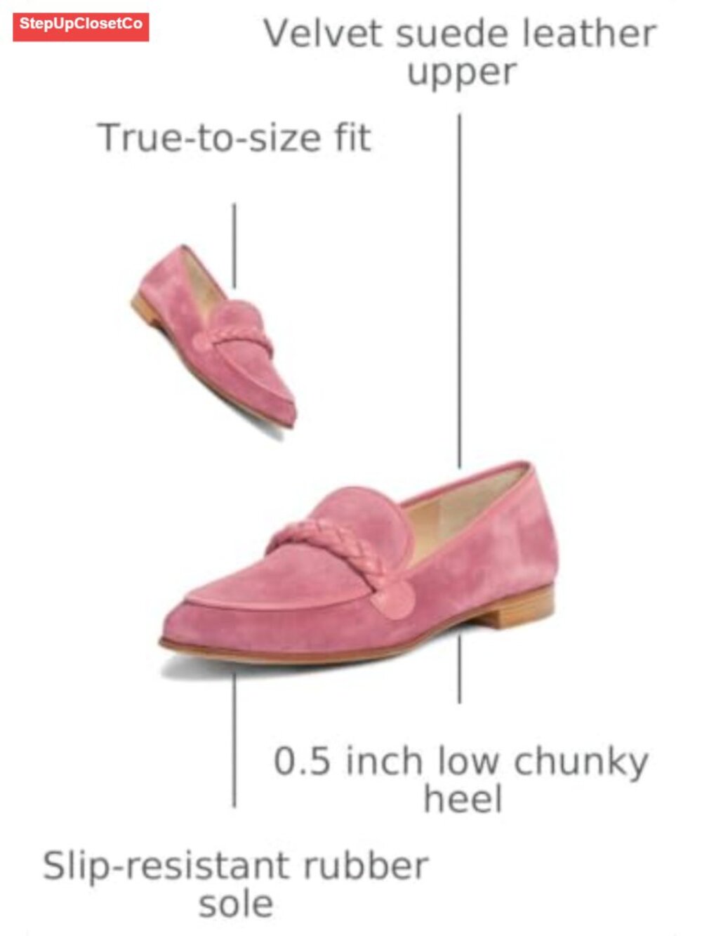 Women Suede Loafer Flats Slip-On Square Toe - Picture 2 of 6